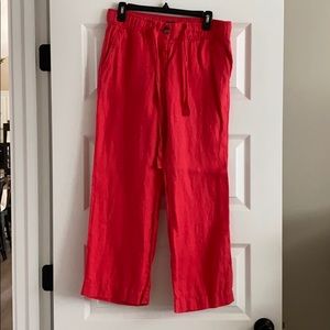 LOFT Hot Pink Wide Leg Linen Pant